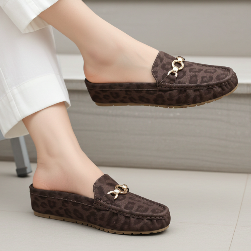 Chic Brown Leopard Print Loafer Mules 8007219 Coffee