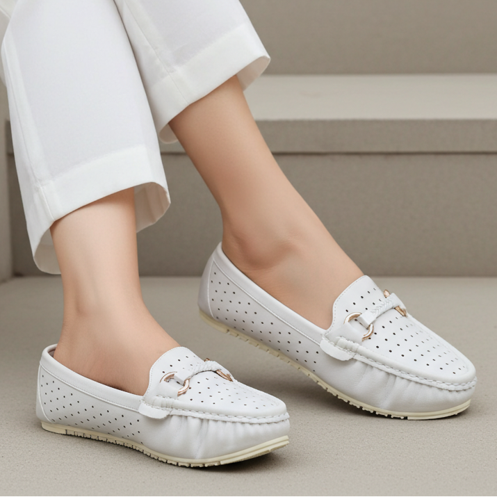 Women's Breathable Summer Flats Loafers 8004351 Nude