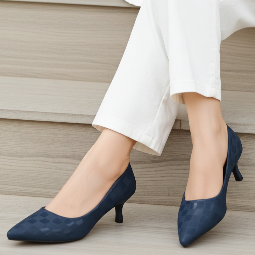 Navy Checkered Court Shoes - 8108159