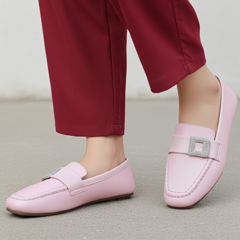 Pink Ladies Moccasin Shoes - 8004414