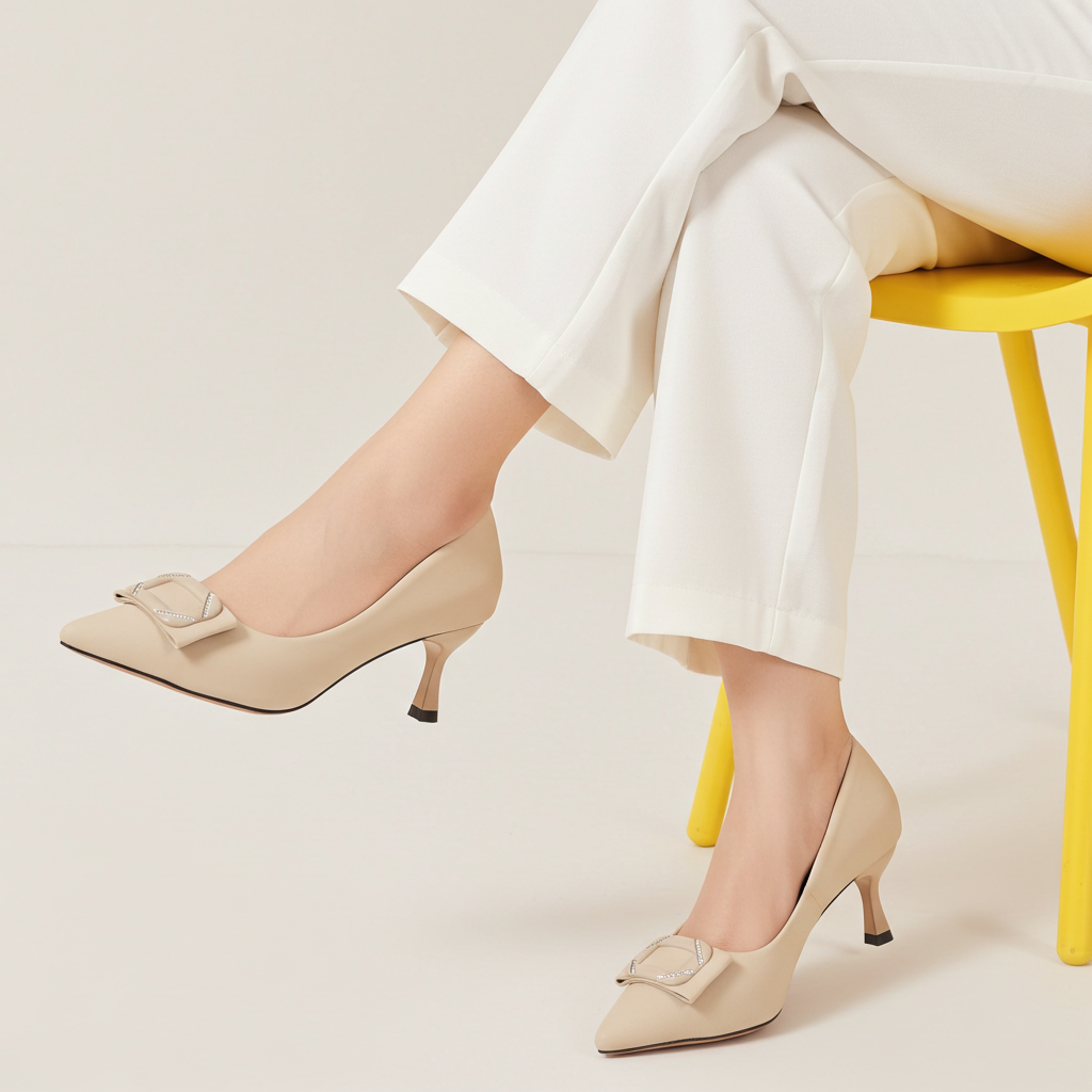 Beige Court Shoes with Buckle - 8108163