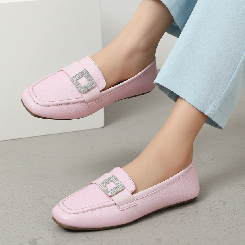 Pink Ladies Moccasin Shoes - 8004414