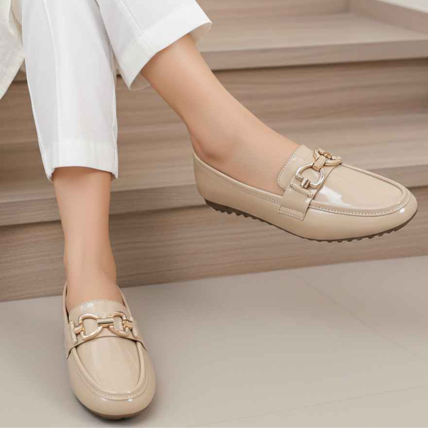 D Beige Loafer Shoes For Women 8004402