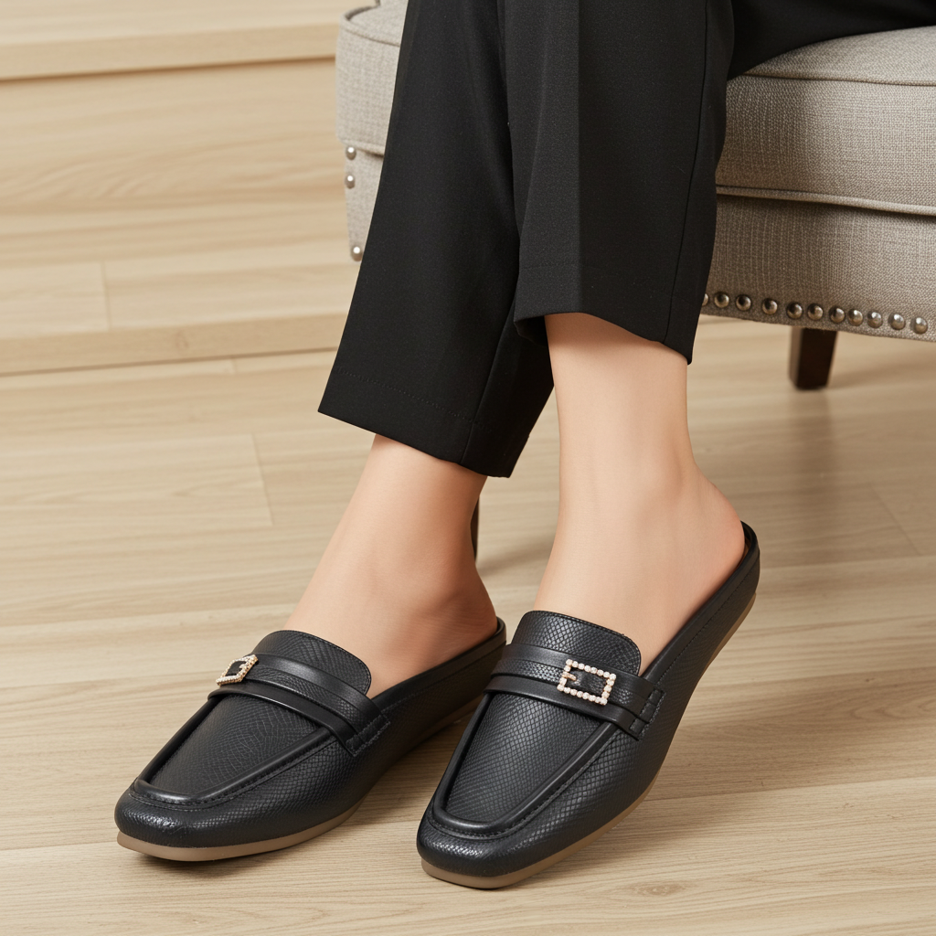 Black Women Half Shoes 8004364