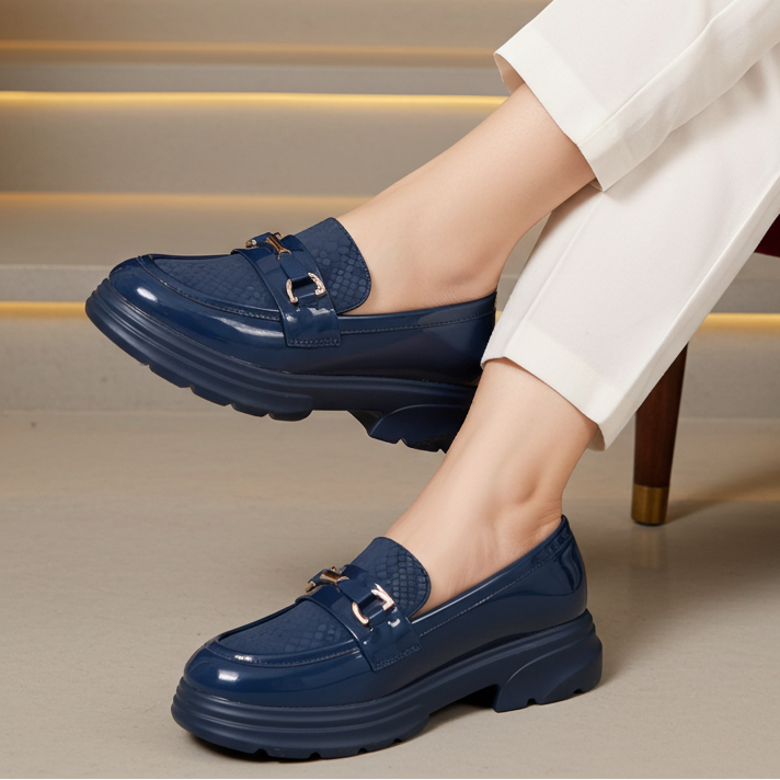Modern Navy Blue Chunky Platform Loafers 8004427 Navy