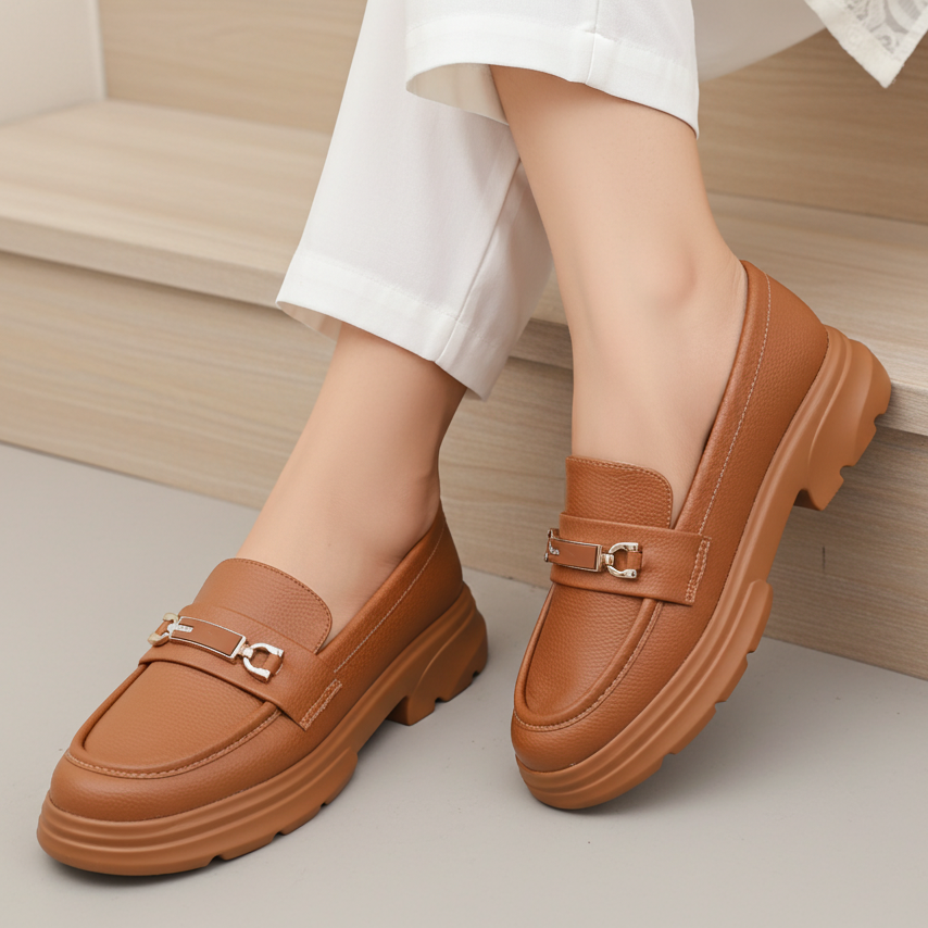 Modern Tan Chunky Platform Loafers 8004425 Tan