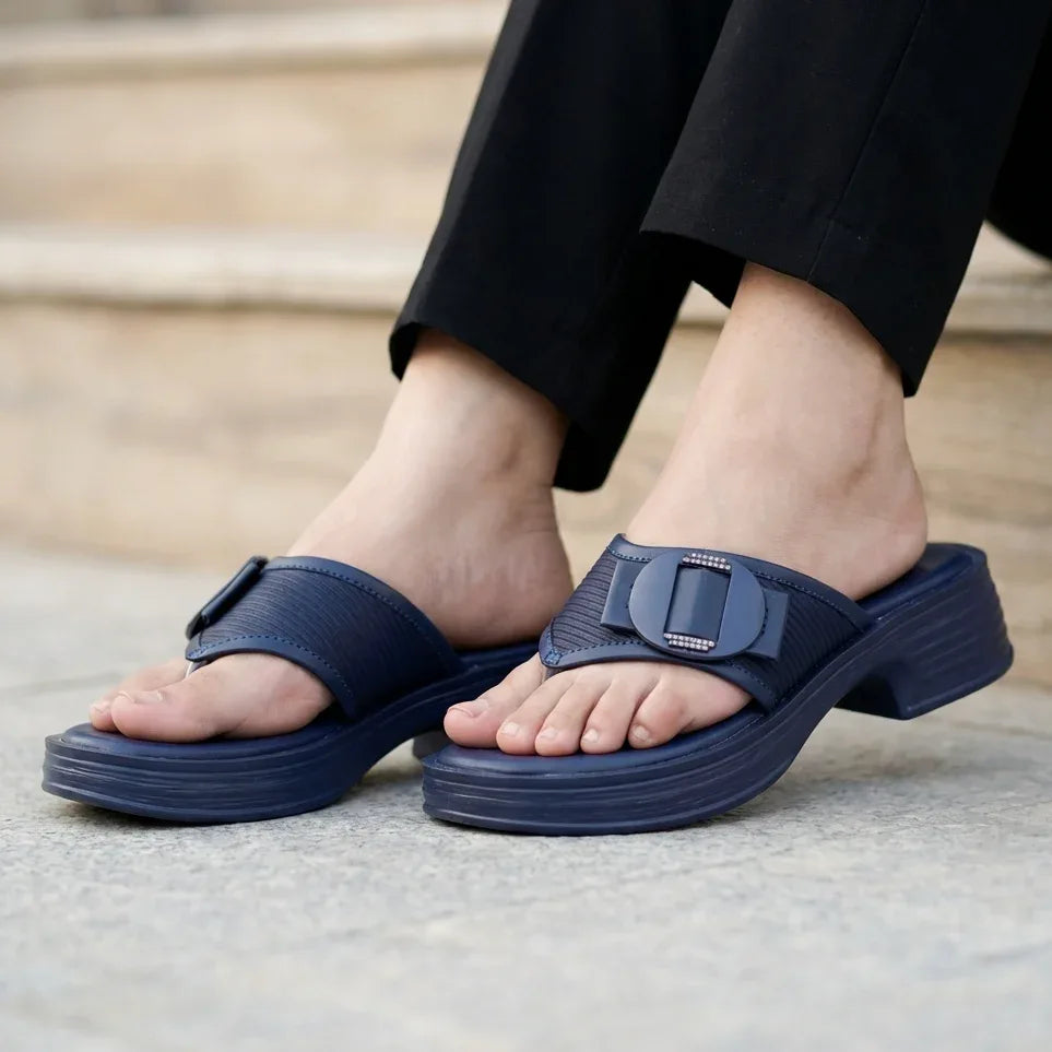 Platform Slippers 800198 Navy