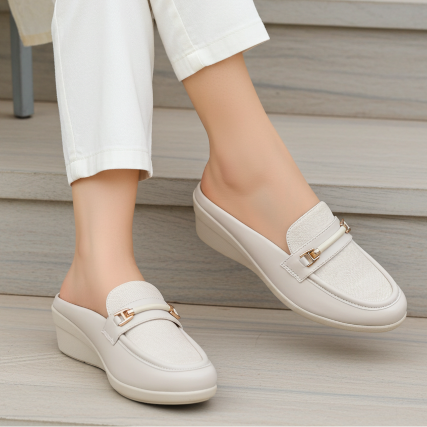 Fawn Wedge Loafer Mules - 8007235