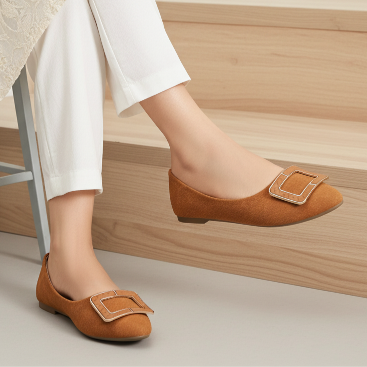 Tan Women's Square Buckle 8006347