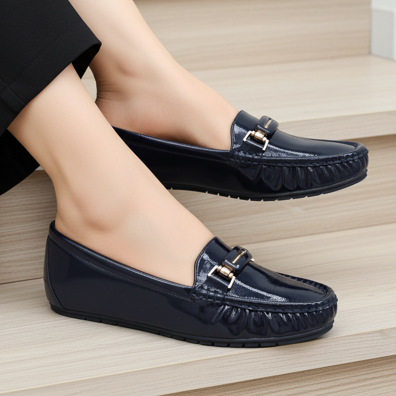 Blue Patent Women's Comfortable Loafers  8004357 Navy