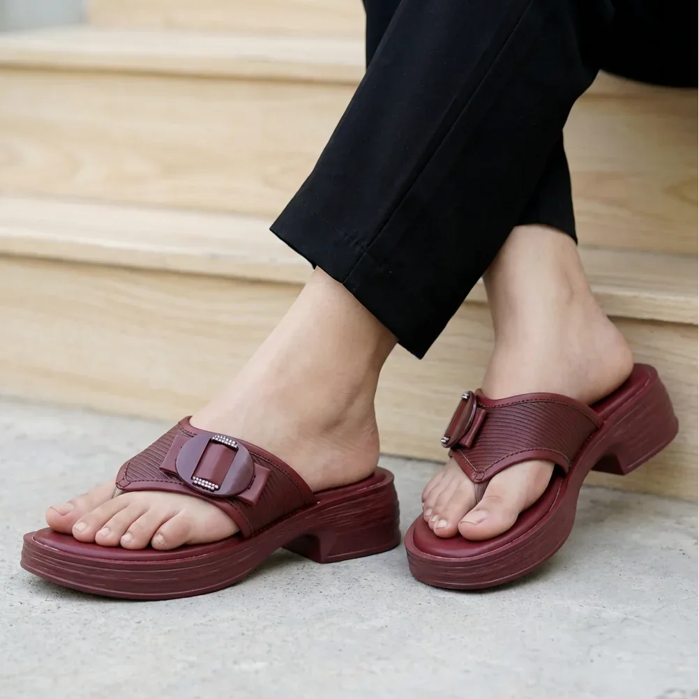 Platform Slippers 800198 Maroon
