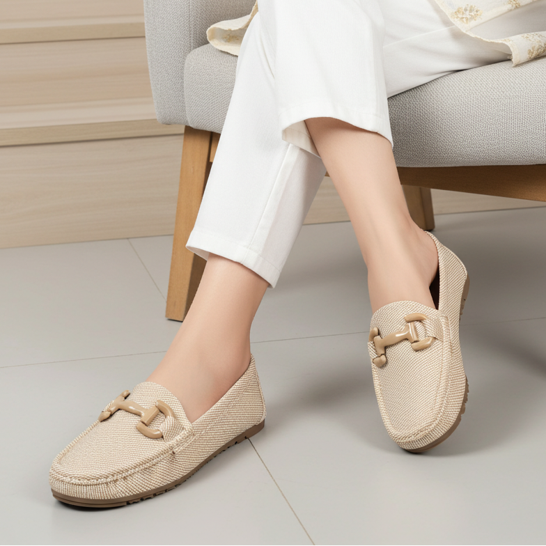 Beige Loafer Flats Women's Comfort Shoes 8004353 Khaki