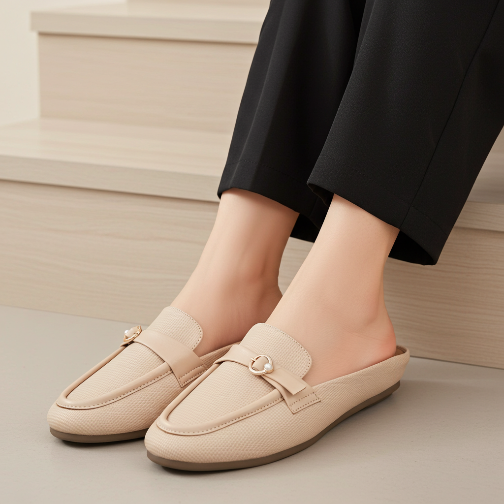 Beige Women Half Shoes 8004327