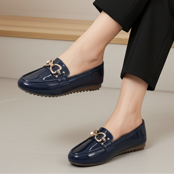 Navy Patent Loafer For Women 8004402