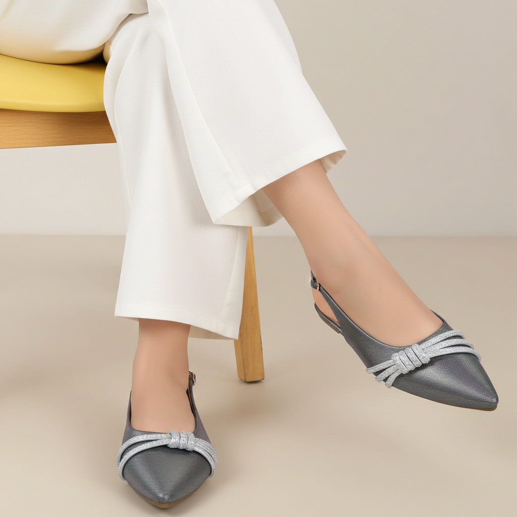 Silver Slingback Flats - 8007210