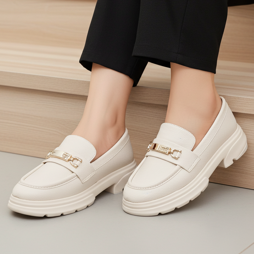 Modern Cream Chunky Platform Loafers 8004425 Fawn