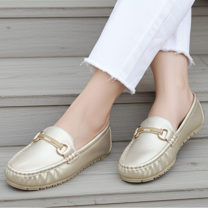 Gold Metallic Driver Loafers 8004344 Gold