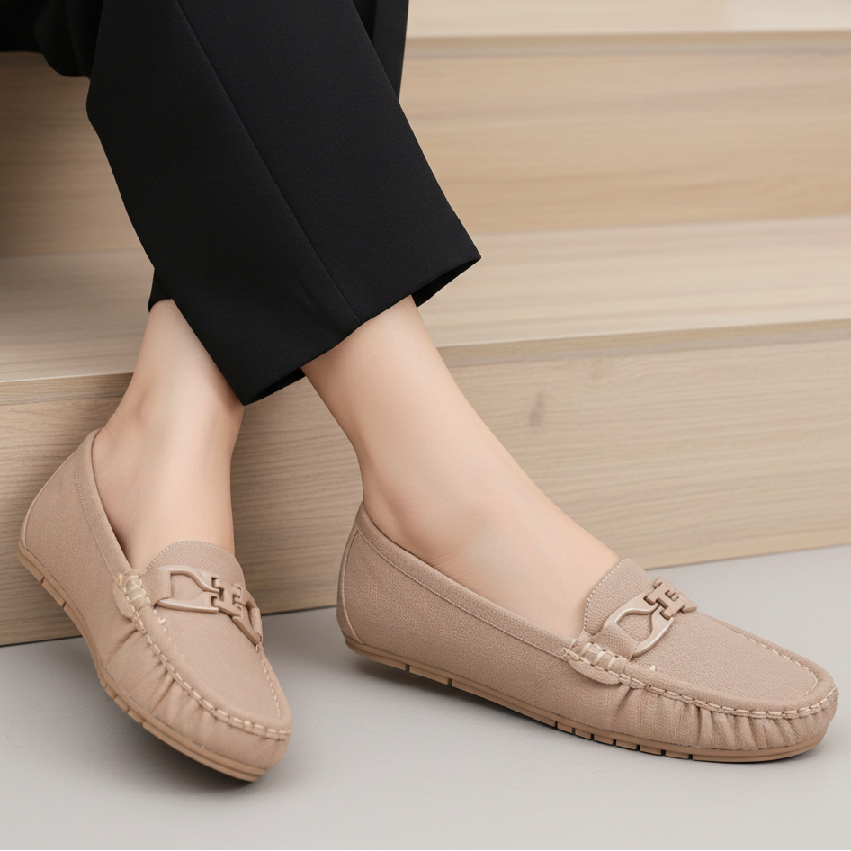 Taupe Moccasin Loafers - Women's Shoes 8004363 Beige