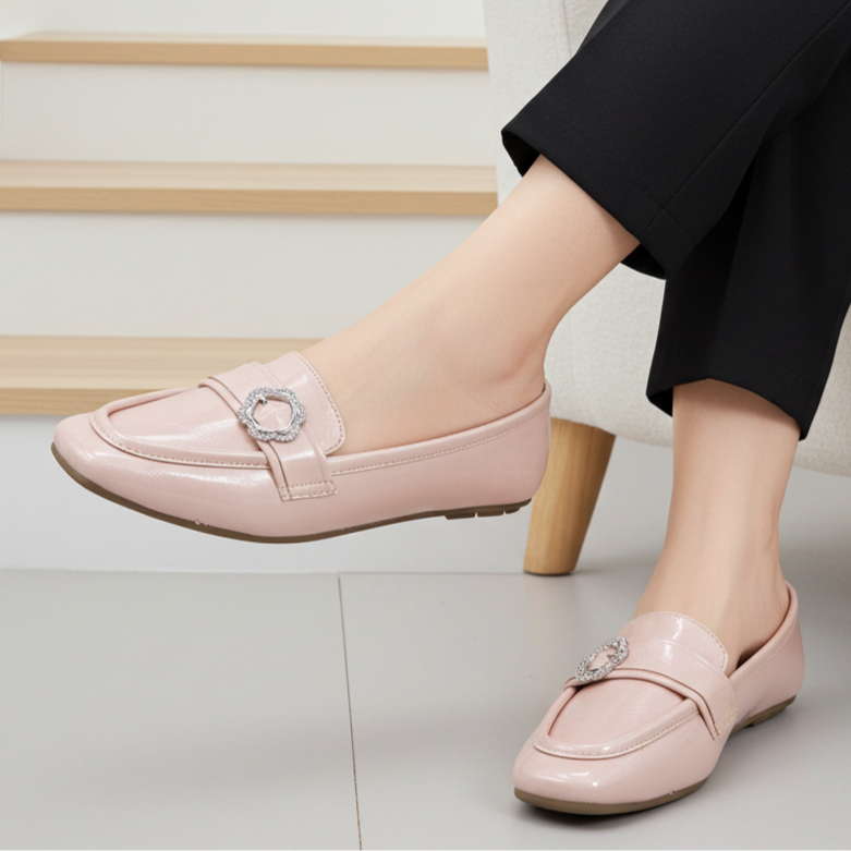 Pink Metallic Loafer For Women's 8004415