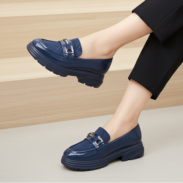 Modern Navy Blue Chunky Platform Loafers 8004427 Navy