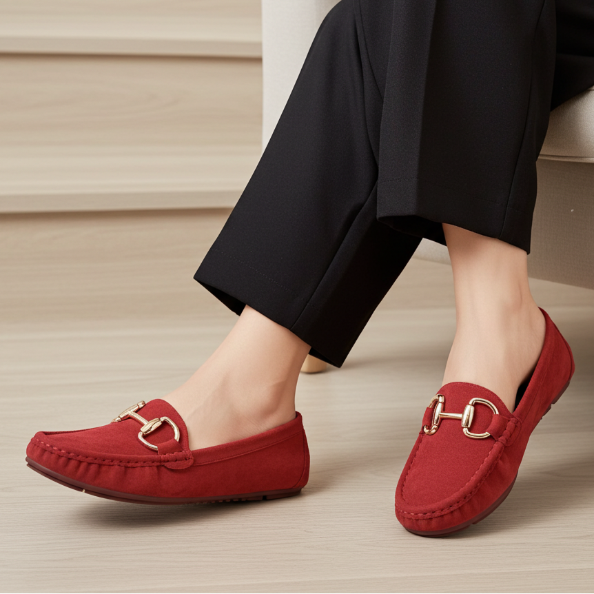 Suede Moccasins - Women's Comfort Loafers 8004360 Maroon