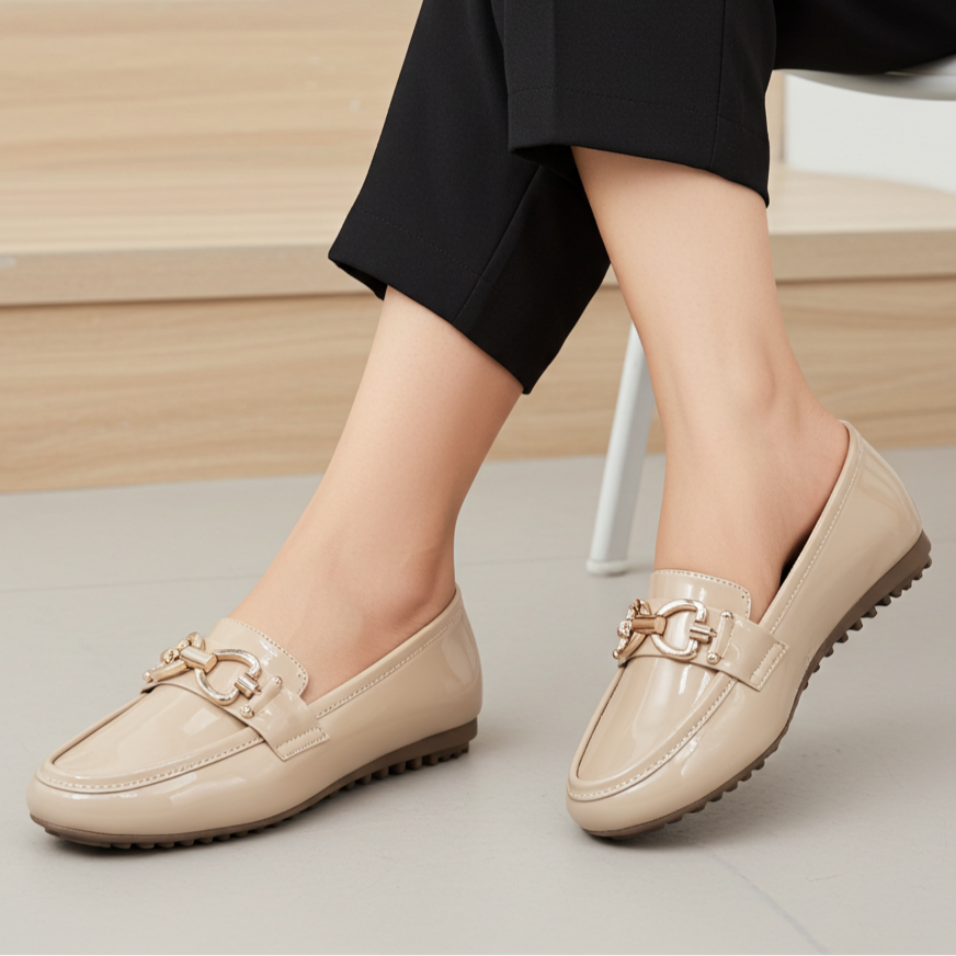 D Beige Loafer Shoes For Women 8004402