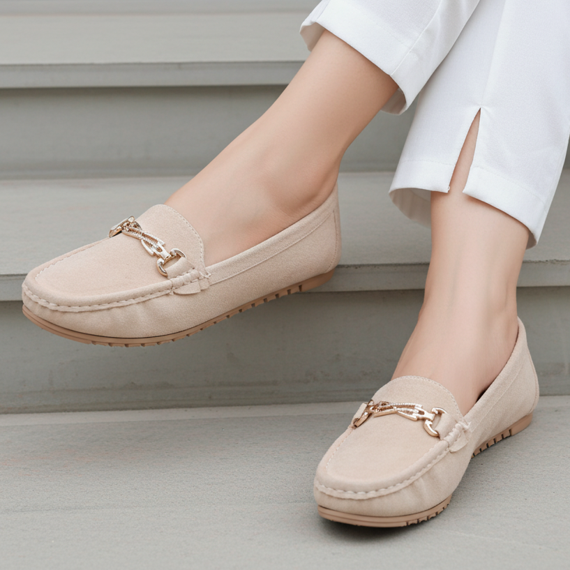 Women's Crystal Chain Comfort Flats 8004345 Beige