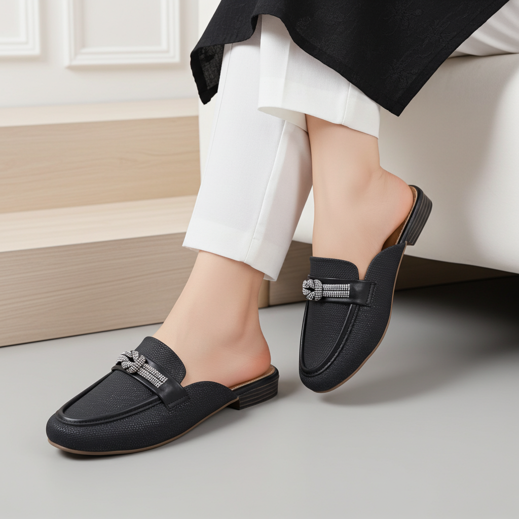 Black Women's Half Shoes 8007200