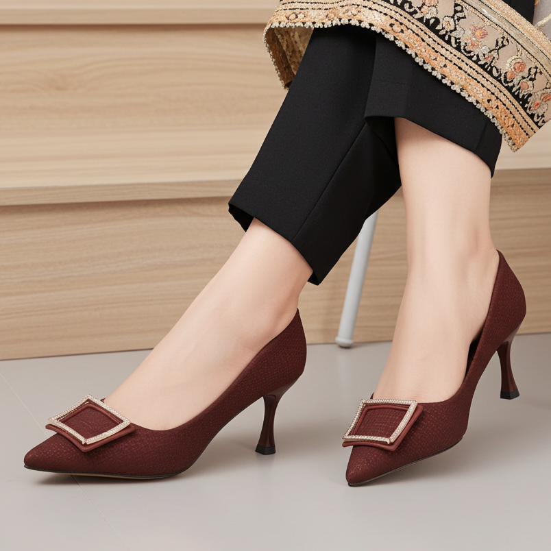 Pointed-Toe Pumps Women's Stiletto Heel Shoes ( 8 cm) 8108155 Maroon