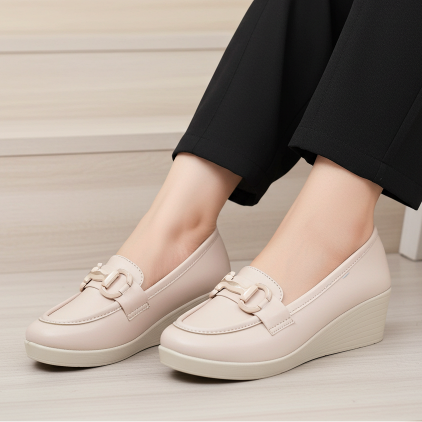 Nude Wedge Loafers For Women 8004385