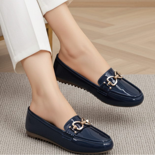 Navy Patent Loafer For Women 8004402