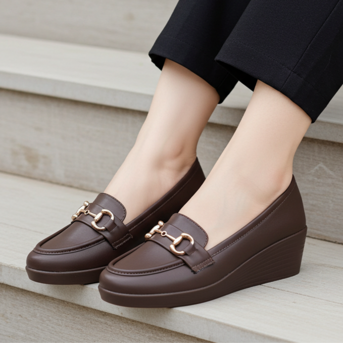 Coffee Women's Wedge Loafers 8004421