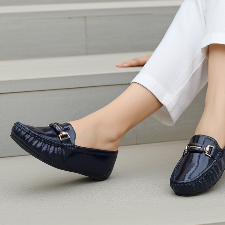 Blue Patent Women's Comfortable Loafers  8004357 Navy