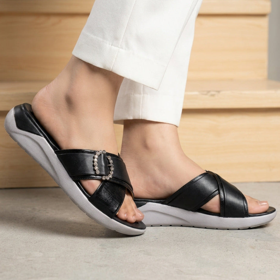 Crystal Buckle Slides 8003457 Black