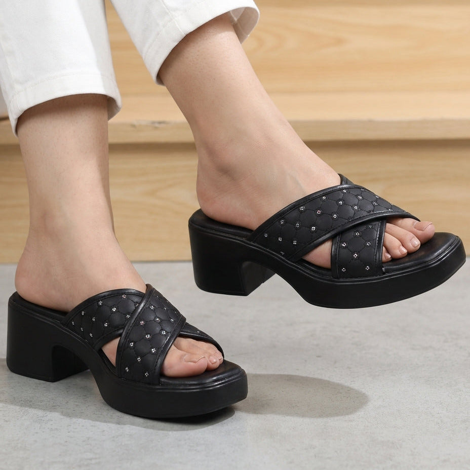 Quilted Block Heels 8003544 Black