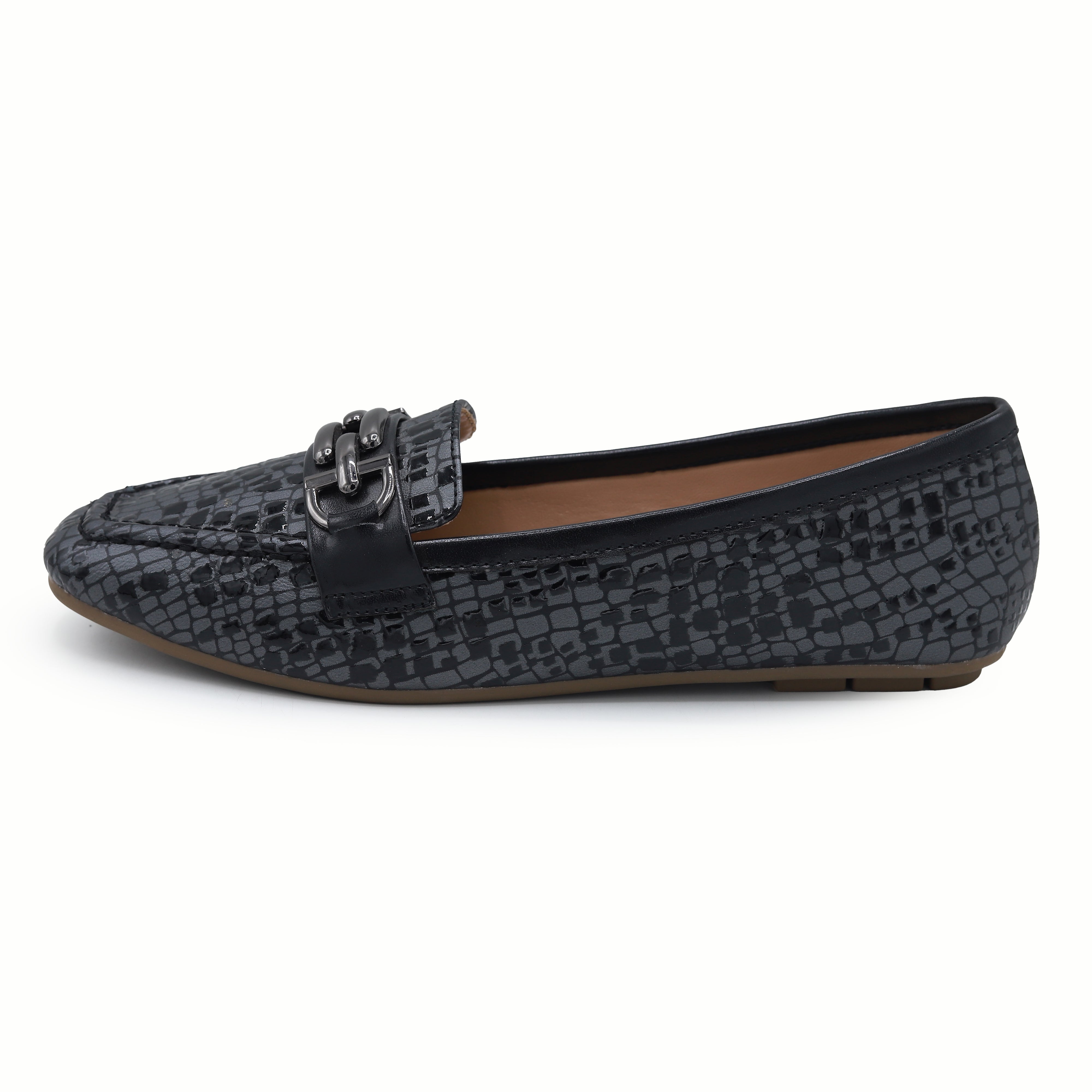 Black Women's Crocodile Loafers 8004416